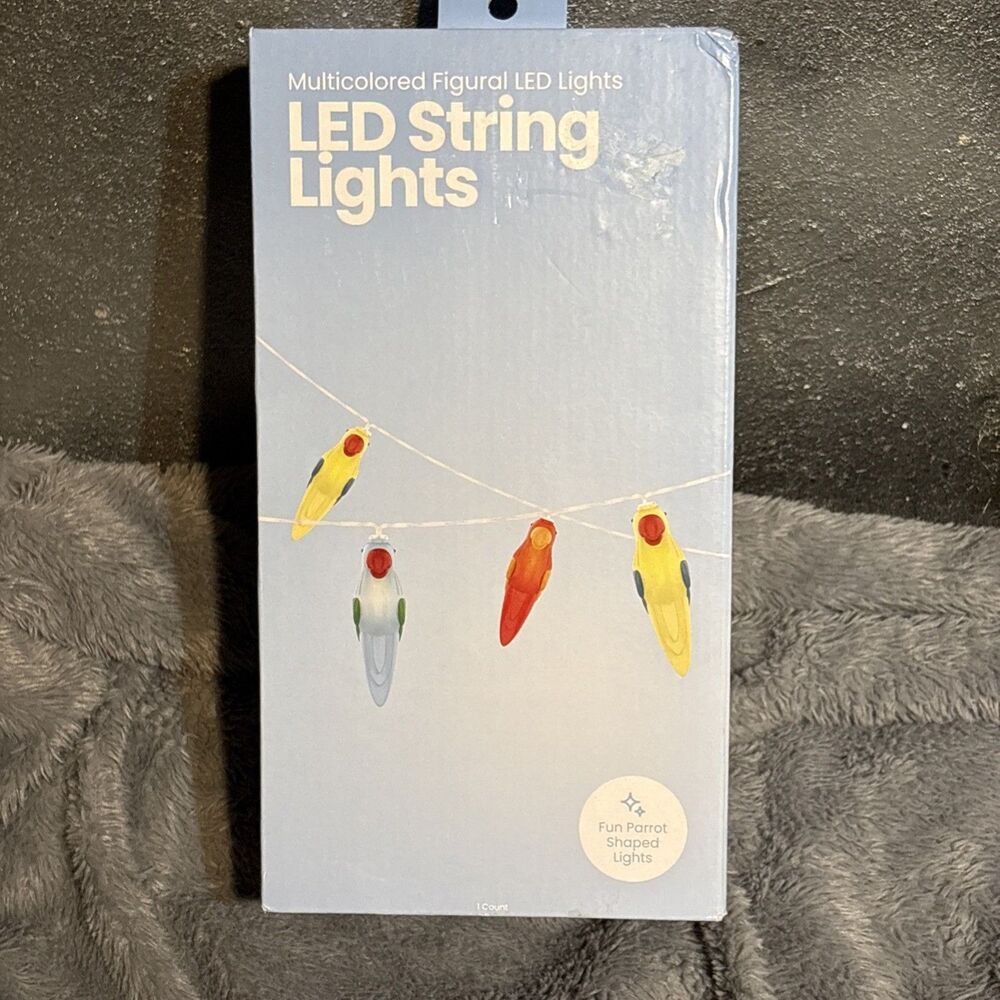 Multicolored Figural LED String Lights Parrot Shaped 14.25 Ft. Battery Camping